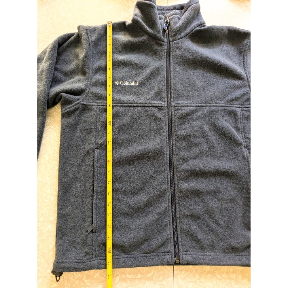 Columbia Mens Full Zip Fleece Jacket Navy Blue Medium Mock Neck Outdoor Layer - Picture 4 of 5